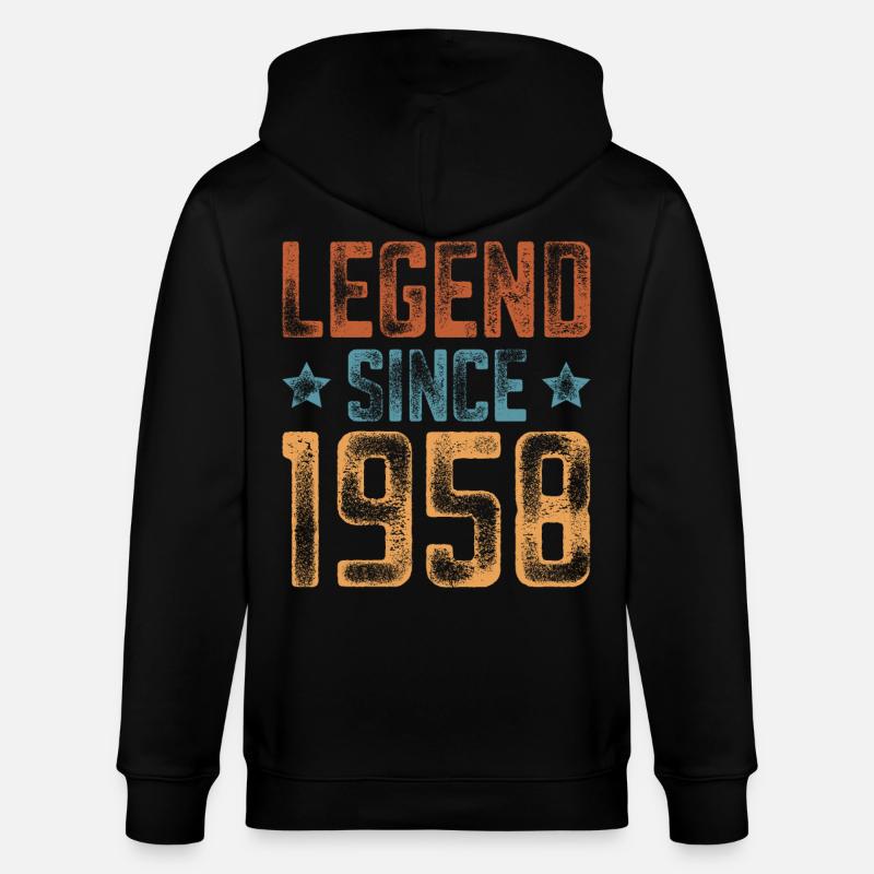 1958 Naissance Année de naissance Anniversaire - Veste à capuche bio CULTIVATOR Stanley/Stella Unisexe - noir