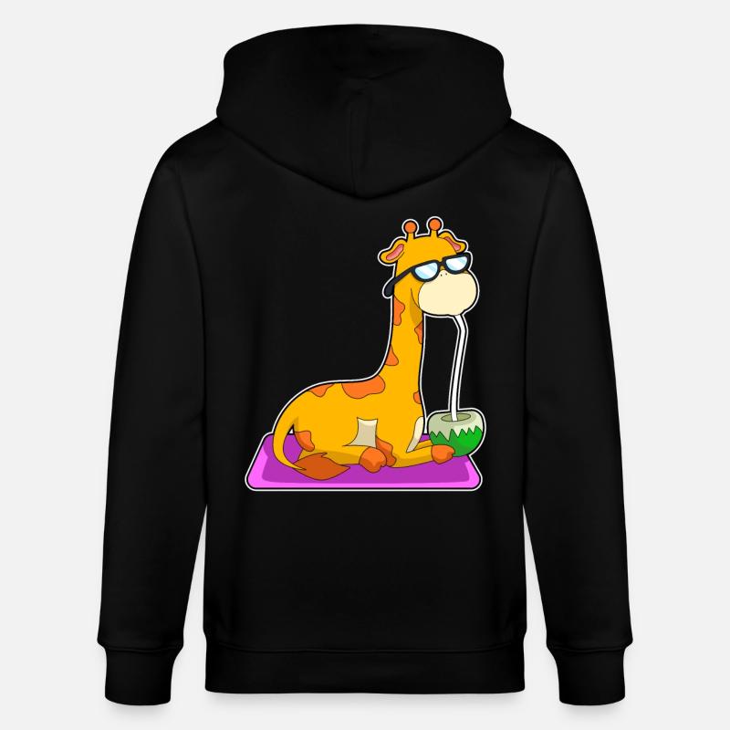 Giraffe mit Kokosnuss - Veste à capuche bio CULTIVATOR Stanley/Stella Unisexe - noir