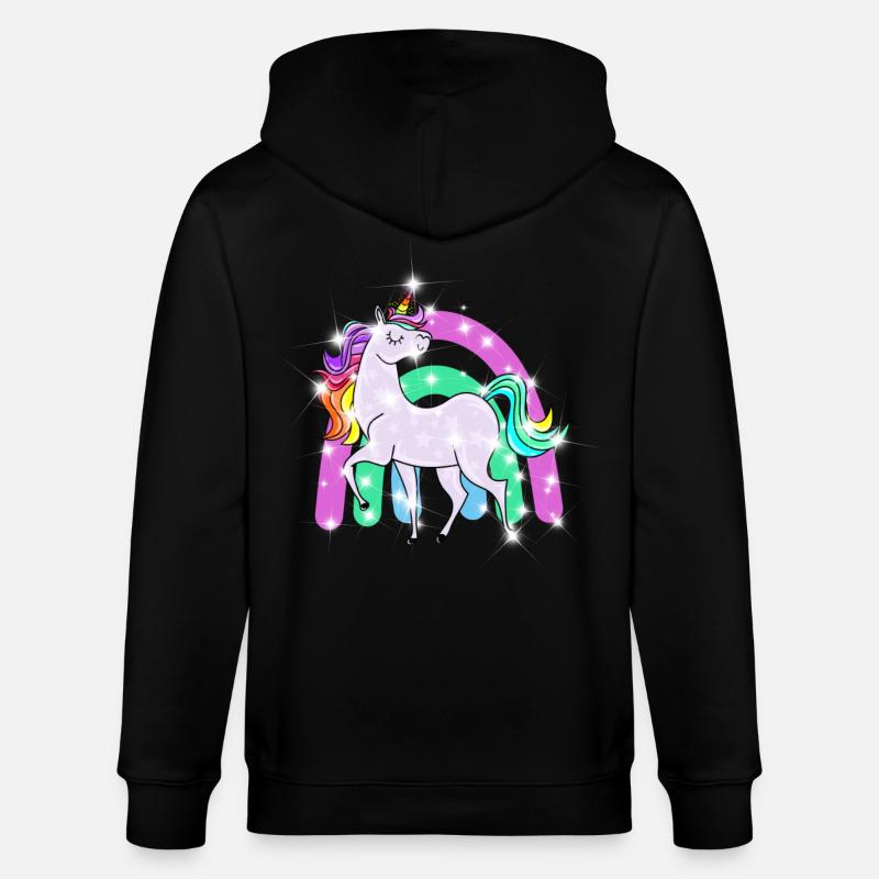funkelndes Einhorn mit Regenbogen - Stanley/Stella Unisex Bio-Kapuzenjacke CULTIVATOR  - Schwarz