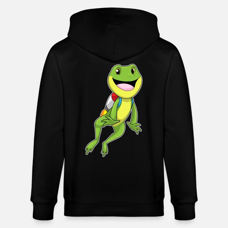 Frosch mit Jetpack - Stanley/Stella Unisex Bio-Kapuzenjacke CULTIVATOR  - Schwarz