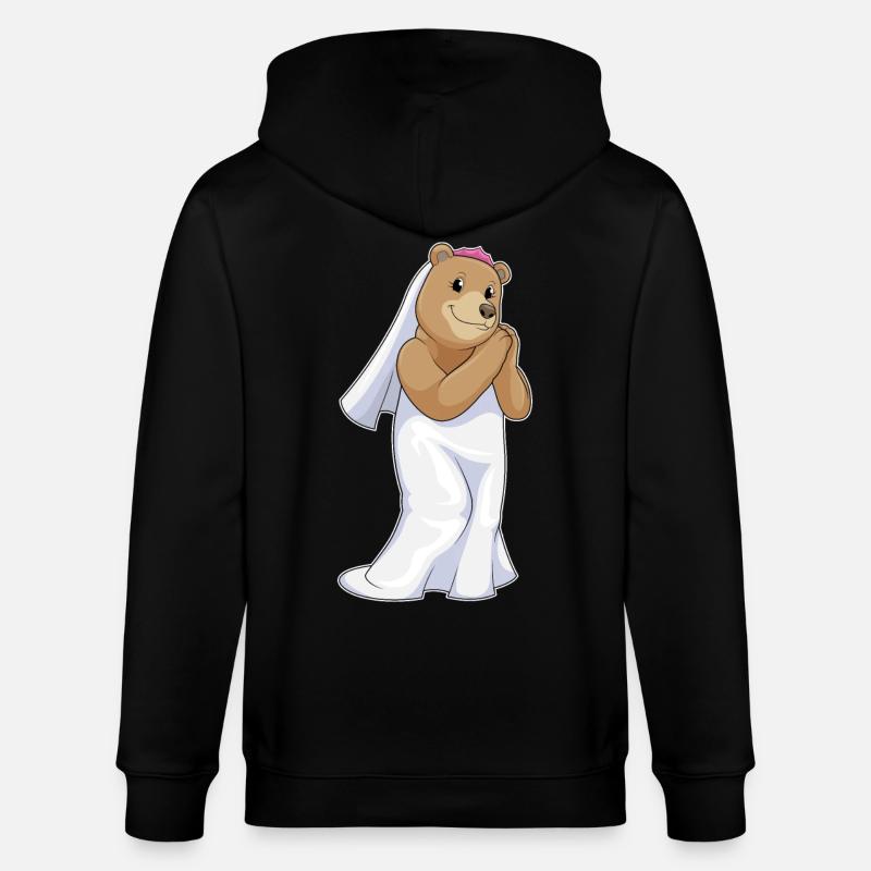 Ours comme mariée avec voile - Veste à capuche bio CULTIVATOR Stanley/Stella Unisexe - noir