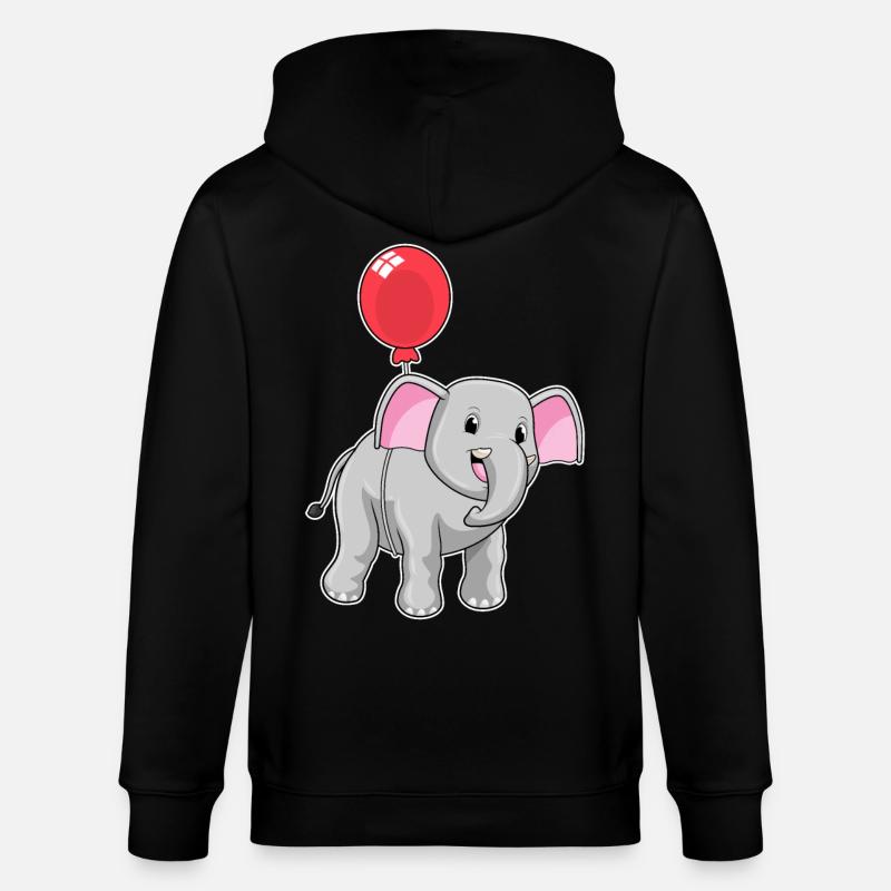 Elefant mit Luftballon - Stanley/Stella Unisex Bio-Kapuzenjacke CULTIVATOR  - Schwarz