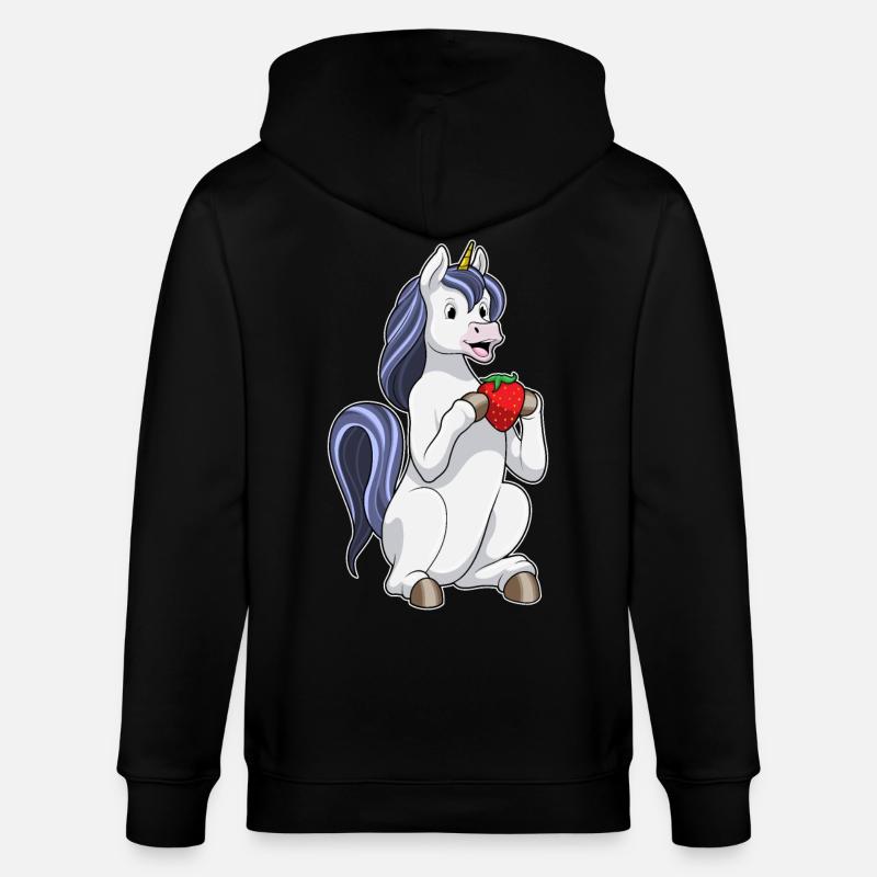 Einhorn Erdbeere - Stanley/Stella Unisex Bio-Kapuzenjacke CULTIVATOR - Schwarz