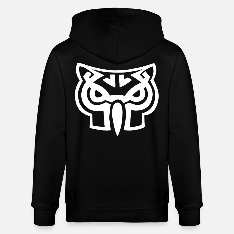 Weißer Eulenkopf - Stanley/Stella Unisex Bio-Kapuzenjacke CULTIVATOR  - Schwarz