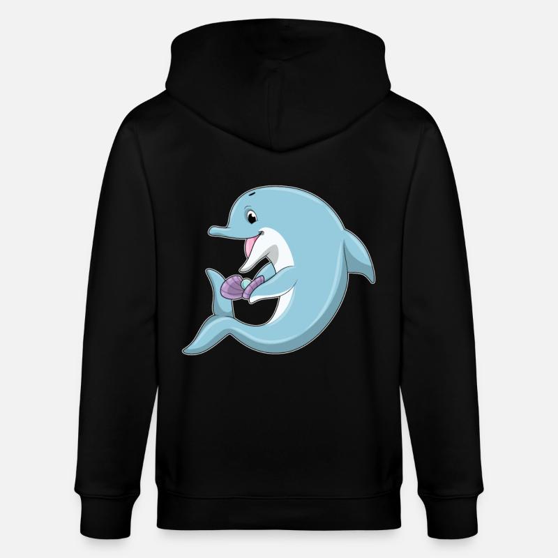 Delfin mit Perle - Stanley/Stella Unisex Bio-Kapuzenjacke CULTIVATOR  - Schwarz