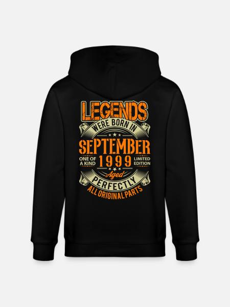 1999 September Birthday Legend - Stanley/Stella CULTIVATOR  Unisex Organic Hooded Jacket - black