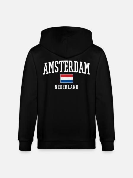 Amsterdam NL Flag Design - Stanley/Stella CULTIVATOR Unisex Organic Hooded Jacket - black