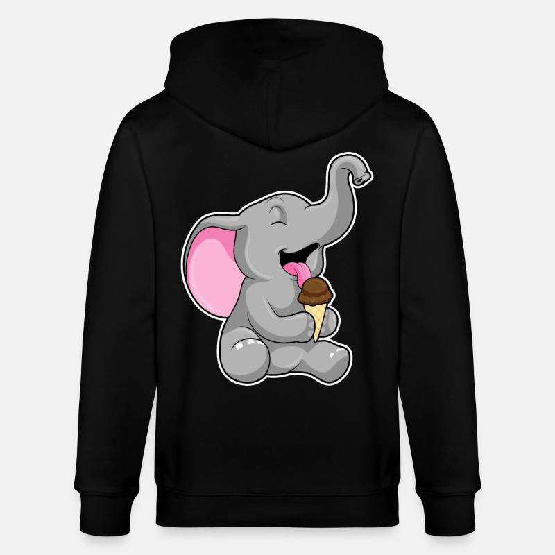 Elefant mit Schoko Waffeleis - Stanley/Stella Unisex Bio-Kapuzenjacke CULTIVATOR  - Schwarz