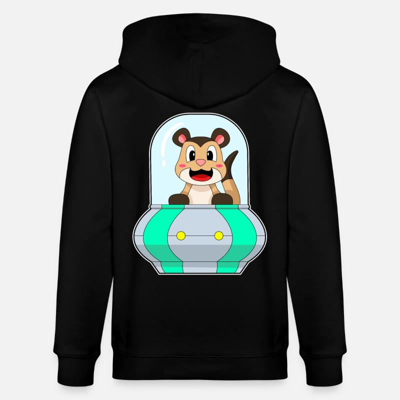 Erdmännchen mit Schiff - Stanley/Stella Unisex Bio-Kapuzenjacke CULTIVATOR  - Schwarz