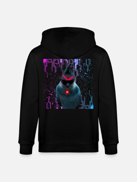 Cyber Cockatiel Neon Bloom - Stanley/Stella CULTIVATOR  Unisex Organic Hooded Jacket - black
