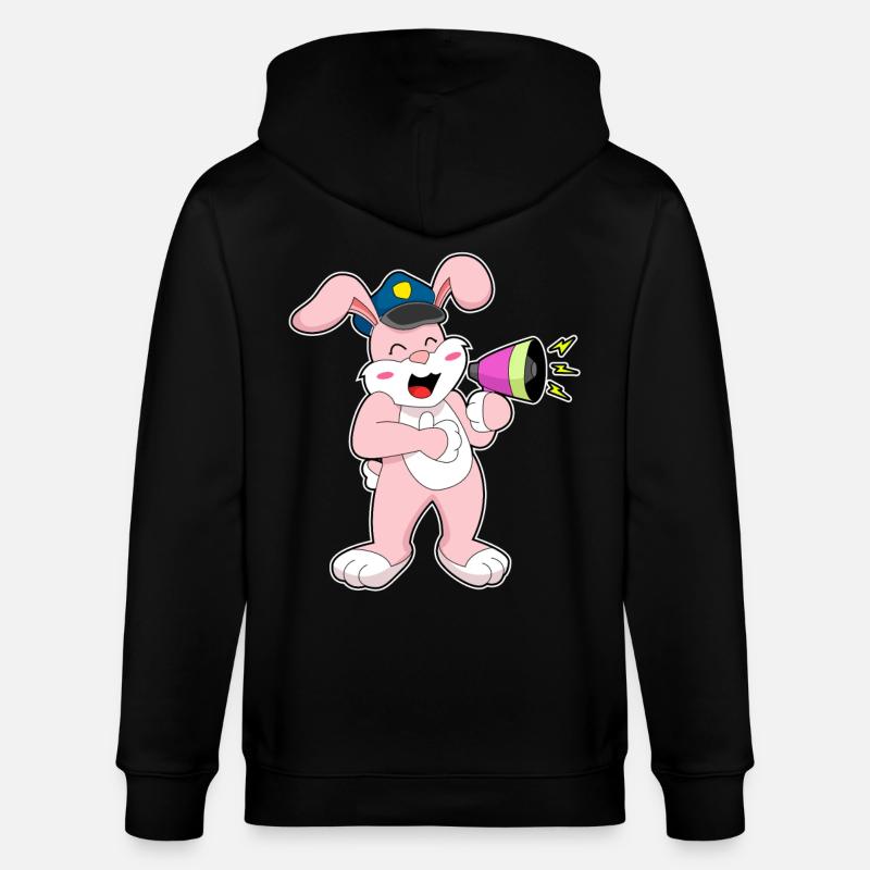 Rabbit Policier Microphone - Veste à capuche bio CULTIVATOR Stanley/Stella Unisexe - noir