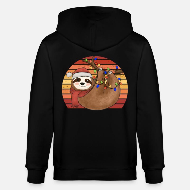 Sloth String Lights Noël Pyjamas Noël - Veste à capuche bio CULTIVATOR Stanley/Stella Unisexe - noir