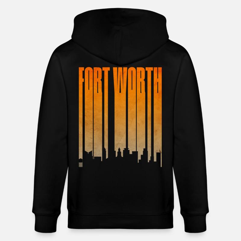 Fort Worth Skyline Gradient - Stanley/Stella Unisex Bio-Kapuzenjacke CULTIVATOR  - Schwarz