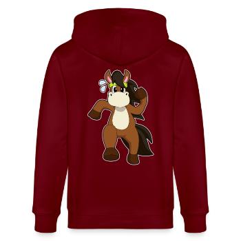 Pferd Pferderennen - Stanley/Stella Unisex Bio-Kapuzenjacke CULTIVATOR  - Burgunderrot - Hinten - Anna (173cm)