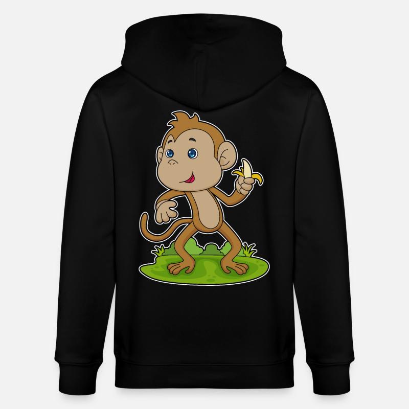Affe Banane - Stanley/Stella Unisex Bio-Kapuzenjacke CULTIVATOR  - Schwarz