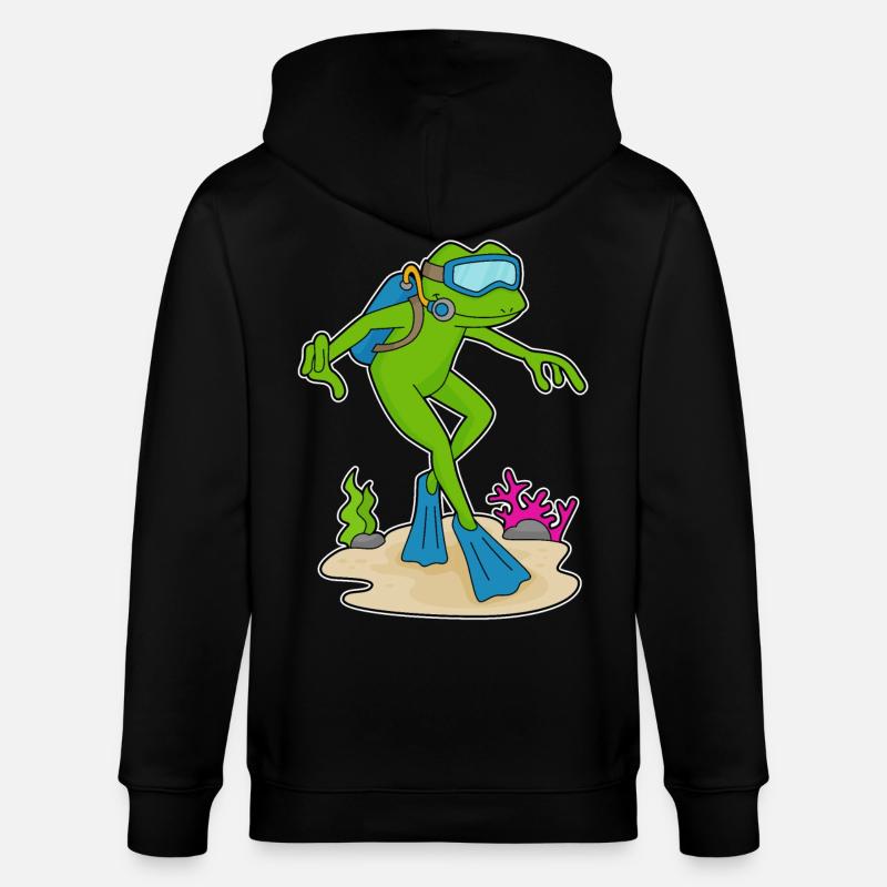 Nageoires Frog Diver - Veste à capuche bio CULTIVATOR Stanley/Stella Unisexe - noir