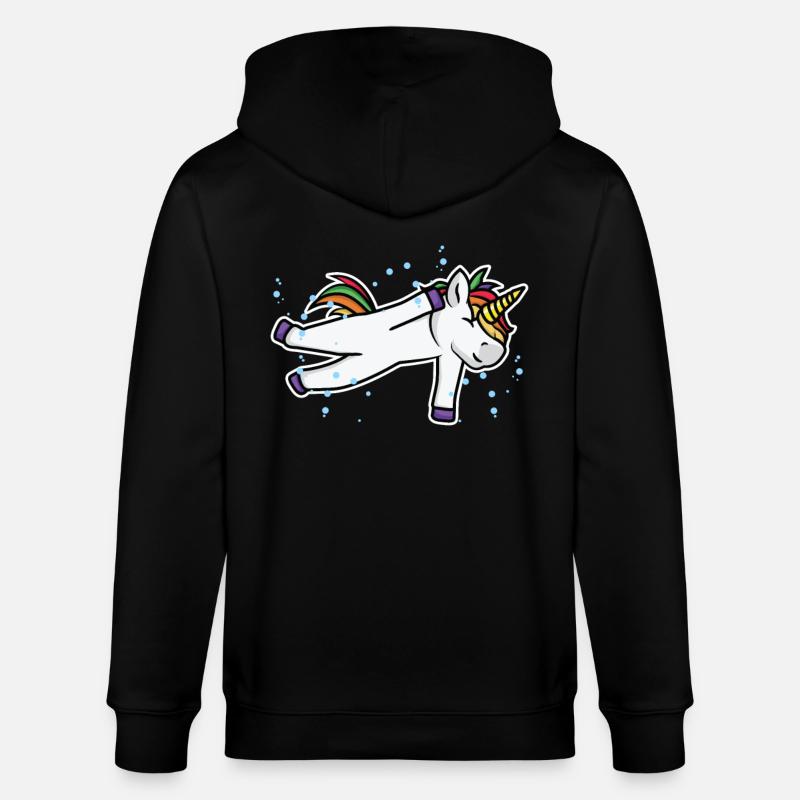 Schwimmer Einhorn - Stanley/Stella Unisex Bio-Kapuzenjacke CULTIVATOR - Schwarz