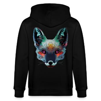 Neon Fox Head Art - Stanley/Stella CULTIVATOR  Unisex Organic Hooded Jacket - black - Back - Anna (173cm)