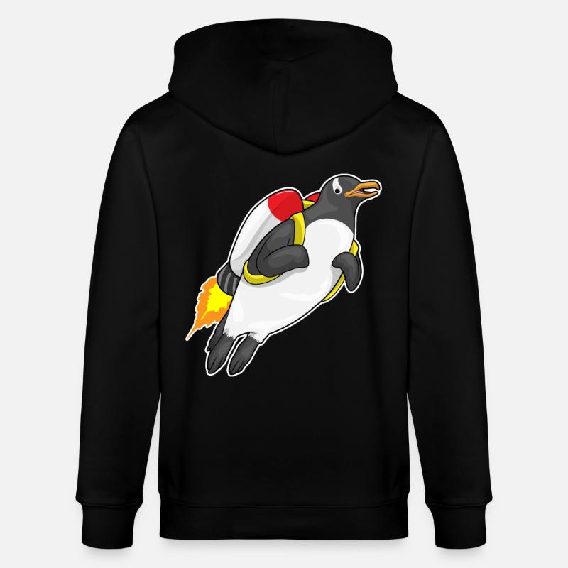 Pingouin volant jetpack - Veste à capuche bio CULTIVATOR Stanley/Stella Unisexe - noir