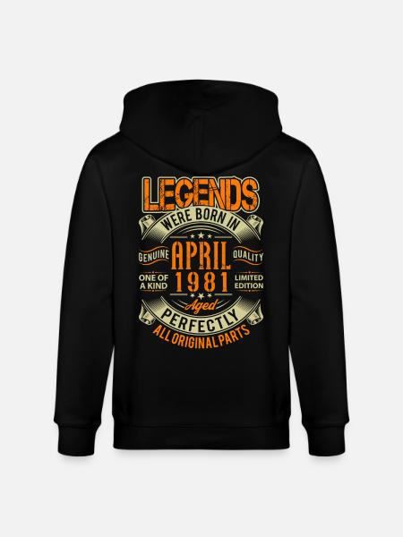 1981 April Birthday Legend - Stanley/Stella CULTIVATOR Unisex Organic Hooded Jacket - black