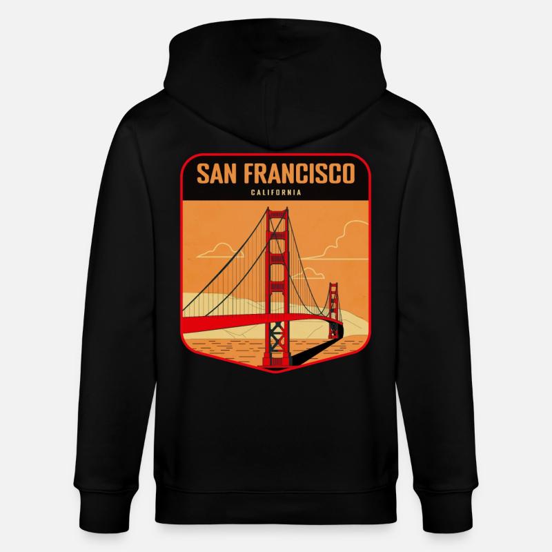 Badge rétro Golden Gate San Francisco - Veste à capuche bio CULTIVATOR Stanley/Stella Unisexe - noir