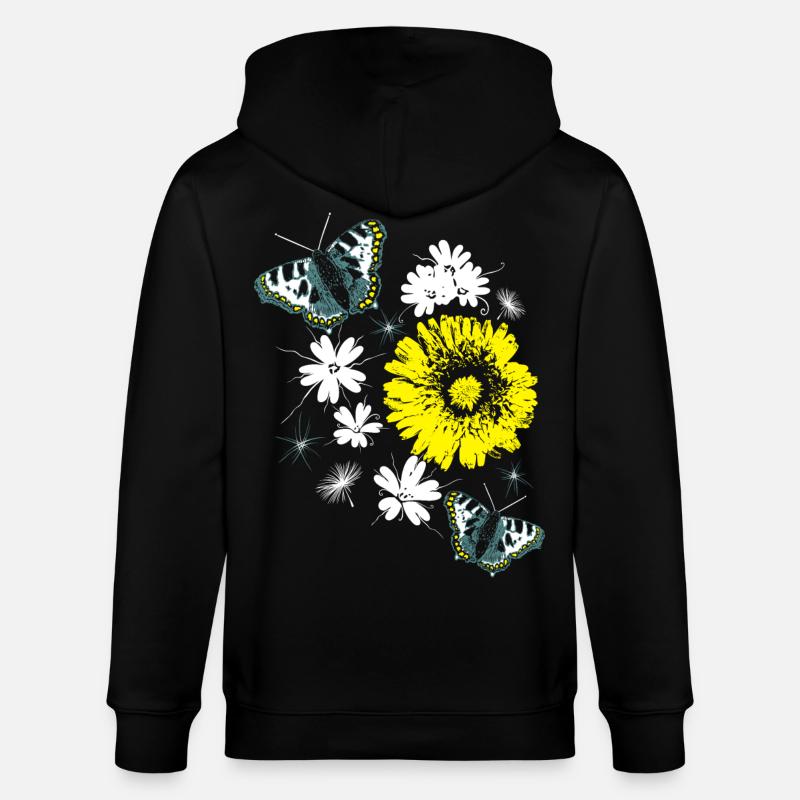 Fleurs Chrysanthèmes Papillons Été - Veste à capuche bio CULTIVATOR Stanley/Stella Unisexe - noir