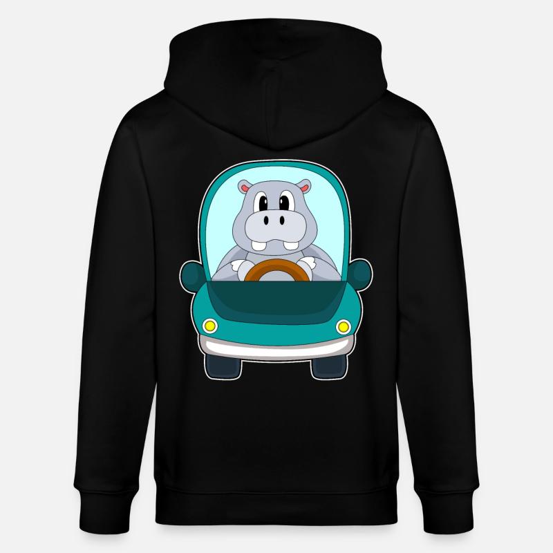 Hippopotame voiture - Veste à capuche bio CULTIVATOR Stanley/Stella Unisexe - noir