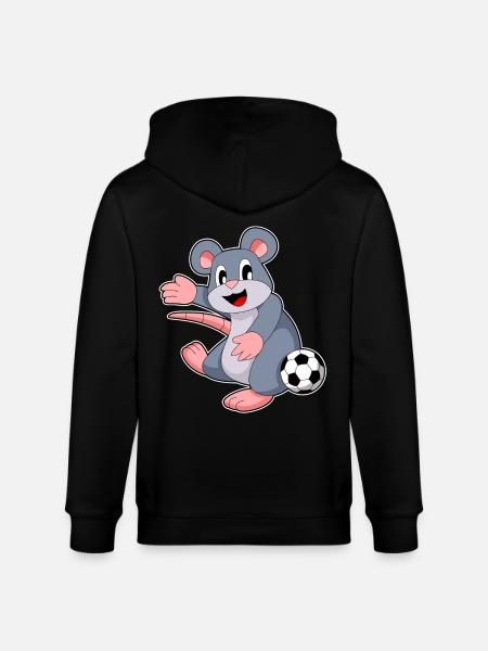Mouse Soccer Player Soccer - Stanley/Stella CULTIVATOR  Unisex Organic Hooded Jacket - black