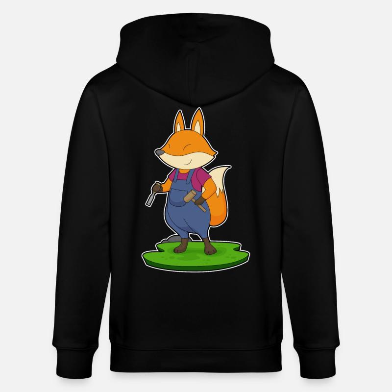 Fuchs Handwerker Hammer Meißel - Stanley/Stella Unisex Bio-Kapuzenjacke CULTIVATOR  - Schwarz