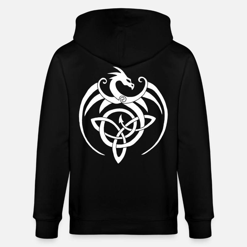 Dragon blanc et symbole celte - Veste à capuche bio CULTIVATOR Stanley/Stella Unisexe - noir
