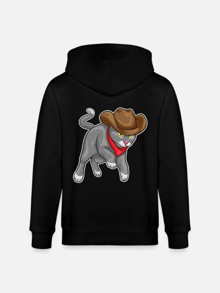 Cat Cowboy Cowboy Hat - Stanley/Stella CULTIVATOR  Unisex Organic Hooded Jacket - black