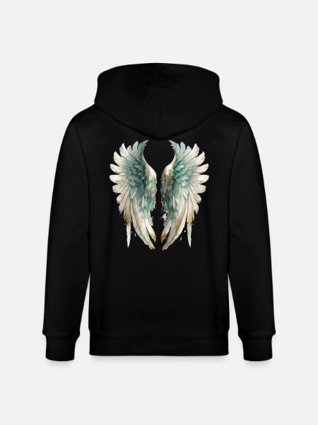 Ailes d'Ange aquarelle pastel - Veste à capuche bio CULTIVATOR Stanley/Stella Unisexe - noir