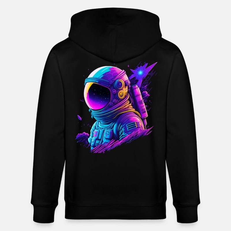 Synthwave Astronaut Space Explorer - Stanley/Stella Unisex Bio-Kapuzenjacke CULTIVATOR  - Schwarz