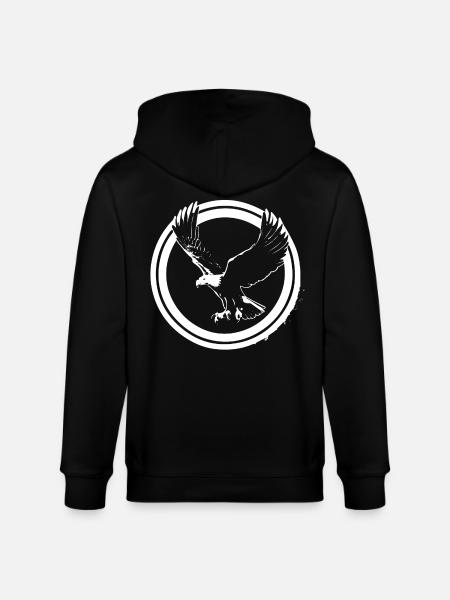 Eagle logo in circles - Stanley/Stella CULTIVATOR  Unisex Organic Hooded Jacket - black