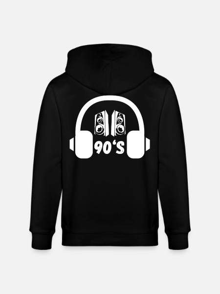 90er Kopfhörer Retro - Stanley/Stella Unisex Bio-Kapuzenjacke CULTIVATOR  - Schwarz