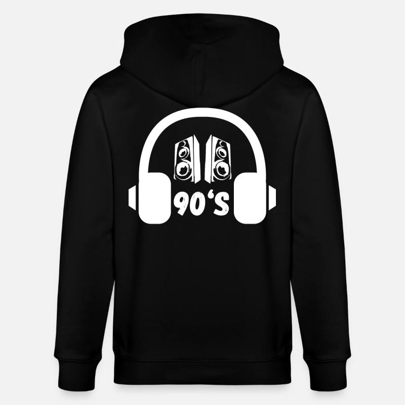 90er Kopfhörer Retro - Stanley/Stella Unisex Bio-Kapuzenjacke CULTIVATOR  - Schwarz
