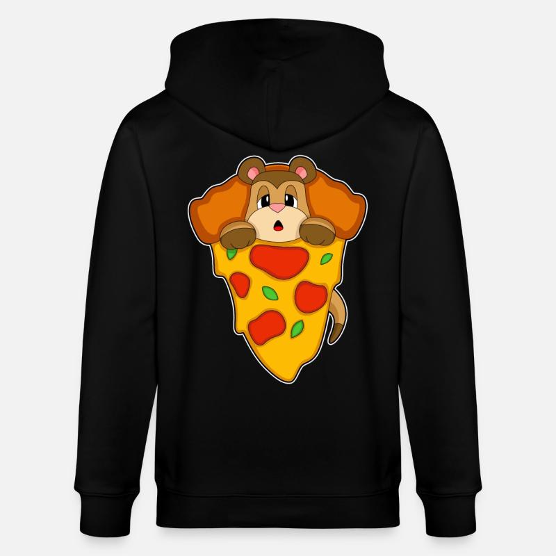 Erdmännchen Pizza - Stanley/Stella Unisex Bio-Kapuzenjacke CULTIVATOR  - Schwarz