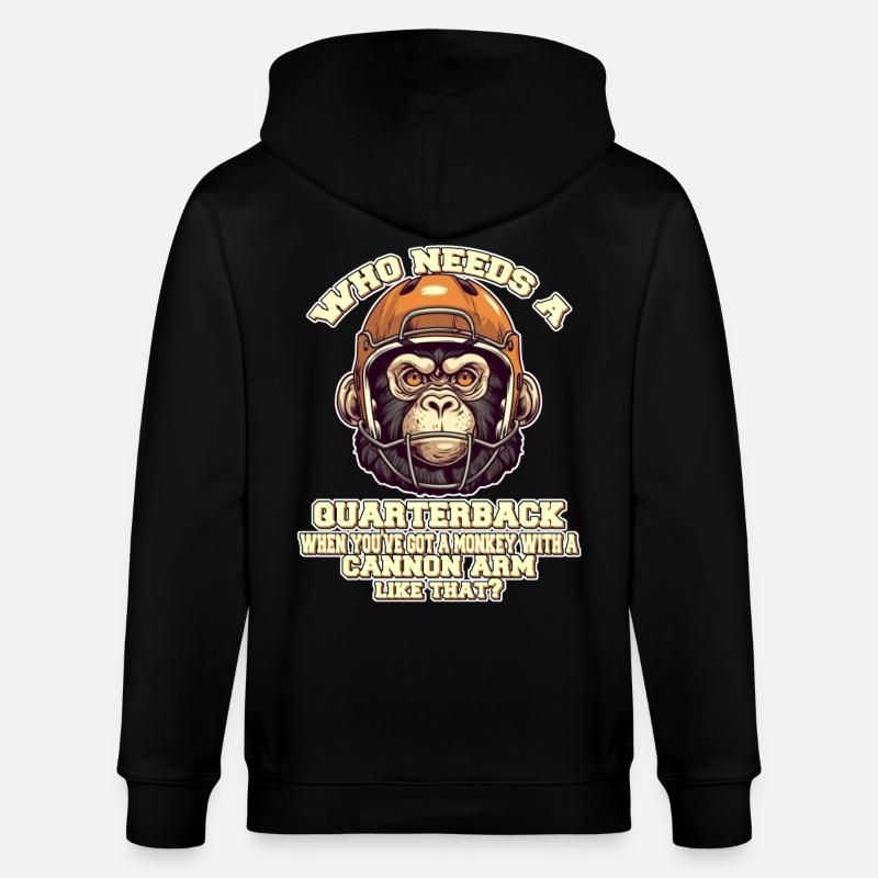Motivierender Quaterback Affe - Stanley/Stella Unisex Bio-Kapuzenjacke CULTIVATOR  - Schwarz