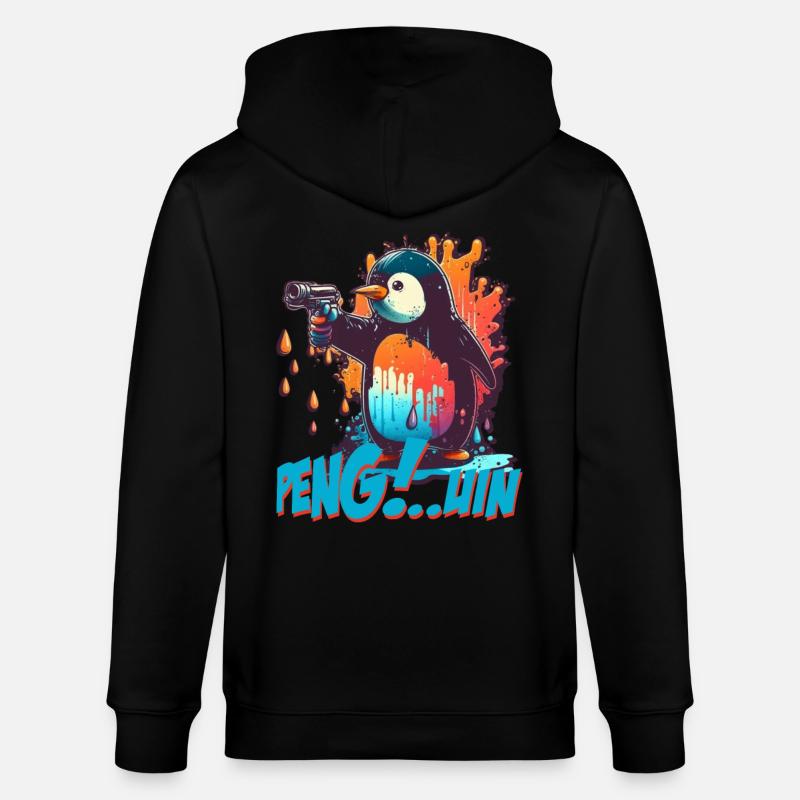 Stylo.. Guin Penguin avec pistolet - Veste à capuche bio CULTIVATOR Stanley/Stella Unisexe - noir