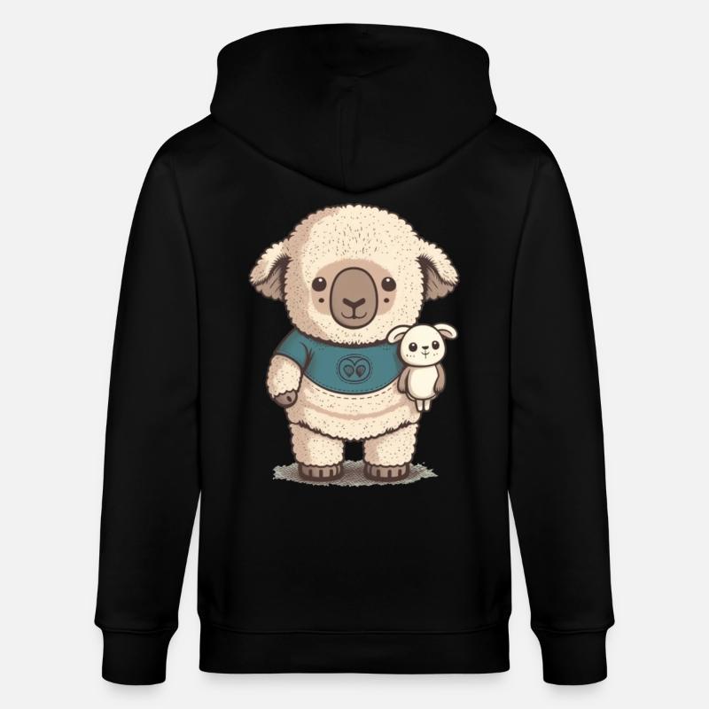 Mouton endormi avec peluche - Veste à capuche bio CULTIVATOR Stanley/Stella Unisexe - noir