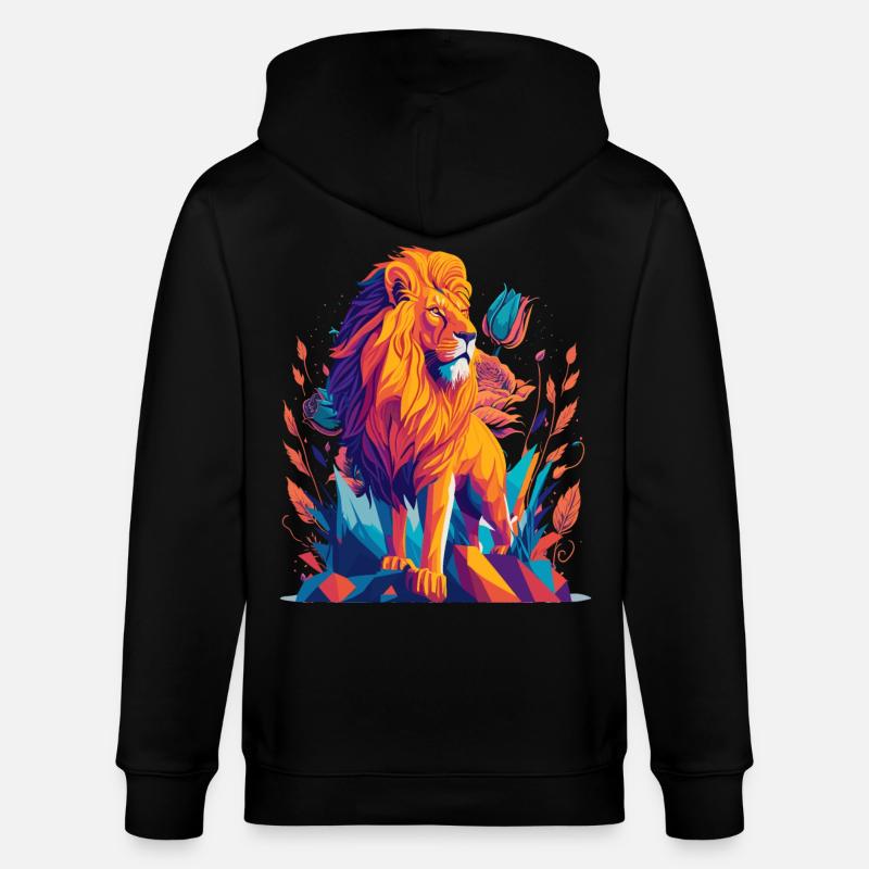 Majestätischer Löwe Polygon - Stanley/Stella Unisex Bio-Kapuzenjacke CULTIVATOR  - Schwarz