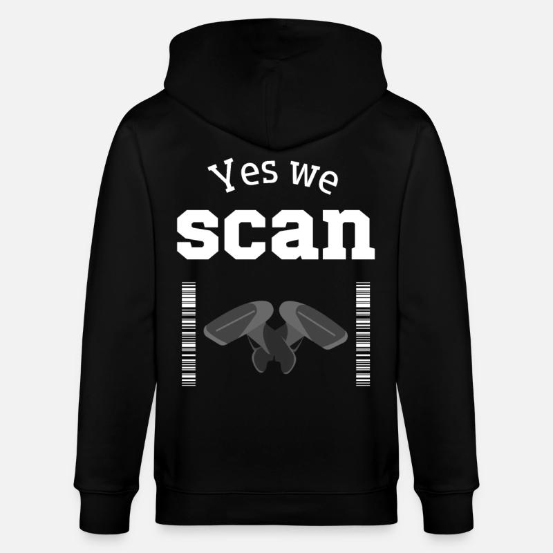 Oui, nous scannons, scanner, code-barres - Veste à capuche bio CULTIVATOR Stanley/Stella Unisexe - noir