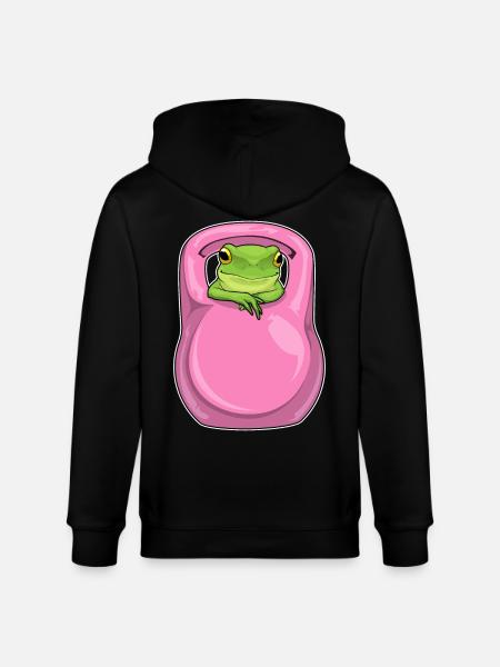 Frog Bodybuilder Dumbbell Bodybuilding - Stanley/Stella CULTIVATOR Unisex Organic Hooded Jacket - black
