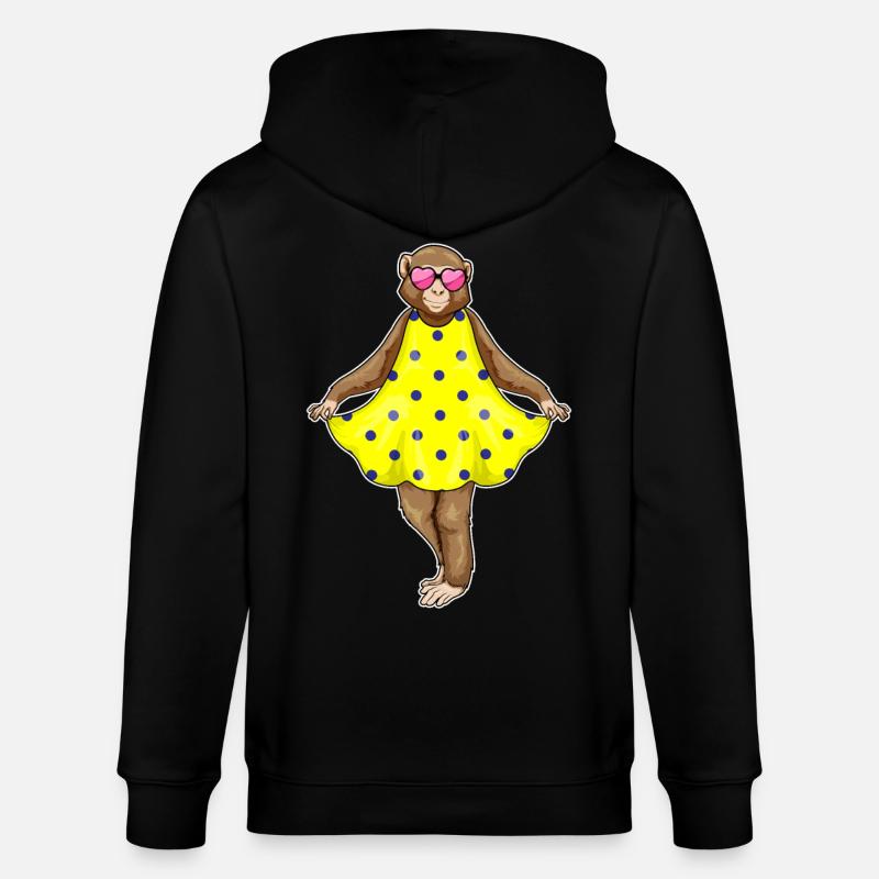 Robe à pois Monkey Hearts - Veste à capuche bio CULTIVATOR Stanley/Stella Unisexe - noir