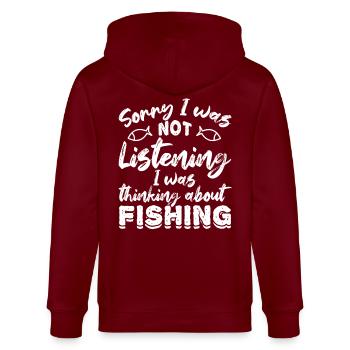 Fishing slogan - Stanley/Stella CULTIVATOR  Unisex Organic Hooded Jacket - burgundy - Back - Anna (173cm)