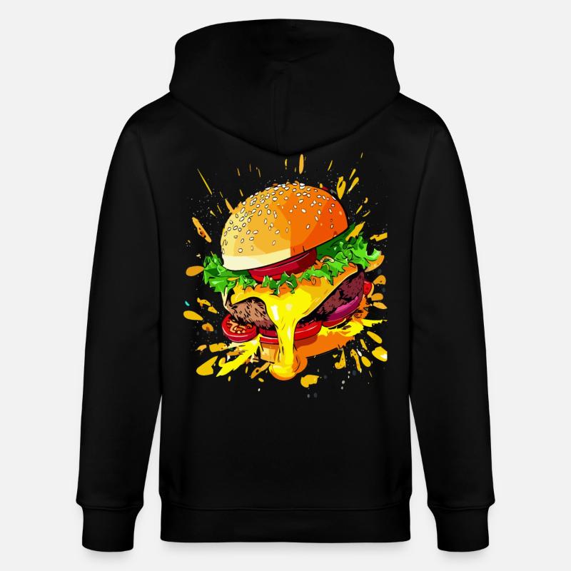 Extra Käse Burger Cheeseburger - Stanley/Stella Unisex Bio-Kapuzenjacke CULTIVATOR  - Schwarz
