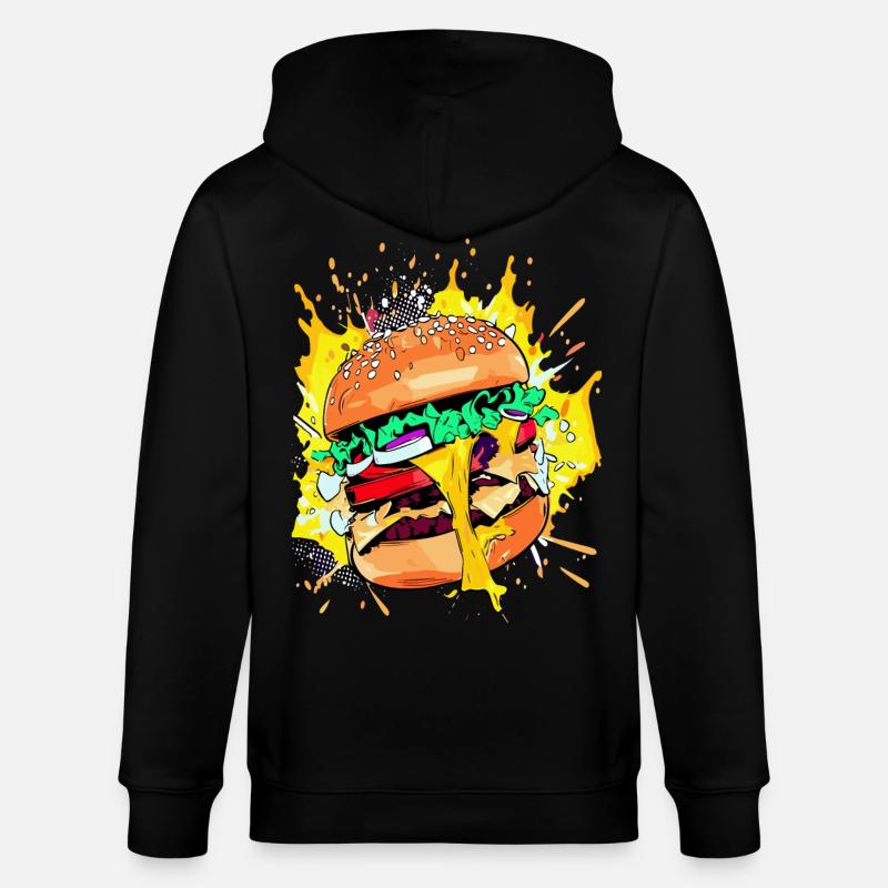 Extra Käse Burger Cheeseburge - Stanley/Stella Unisex Bio-Kapuzenjacke CULTIVATOR  - Schwarz