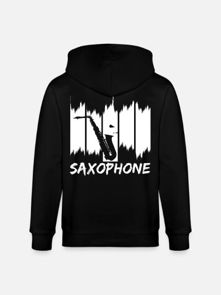 Saxophone Sketch - Stanley/Stella CULTIVATOR Unisex Organic Hooded Jacket - black