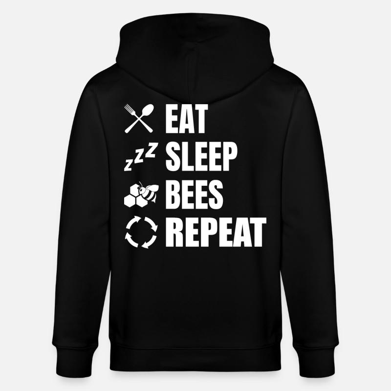 Eating, sleeping, beekeeping, repeating - Stanley/Stella CULTIVATOR Unisex Organic Hooded Jacket - black