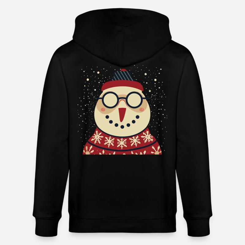Winter Eulenpullover mit Brille - Stanley/Stella Unisex Bio-Kapuzenjacke CULTIVATOR  - Schwarz